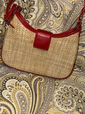 Coach Red Trim Woven Vintage Shoulder Bag